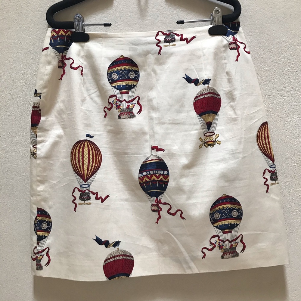 FLY AWAY SKIRT 90's Hot Air Balloon Talbot's Size 12P Cream Red White Summer